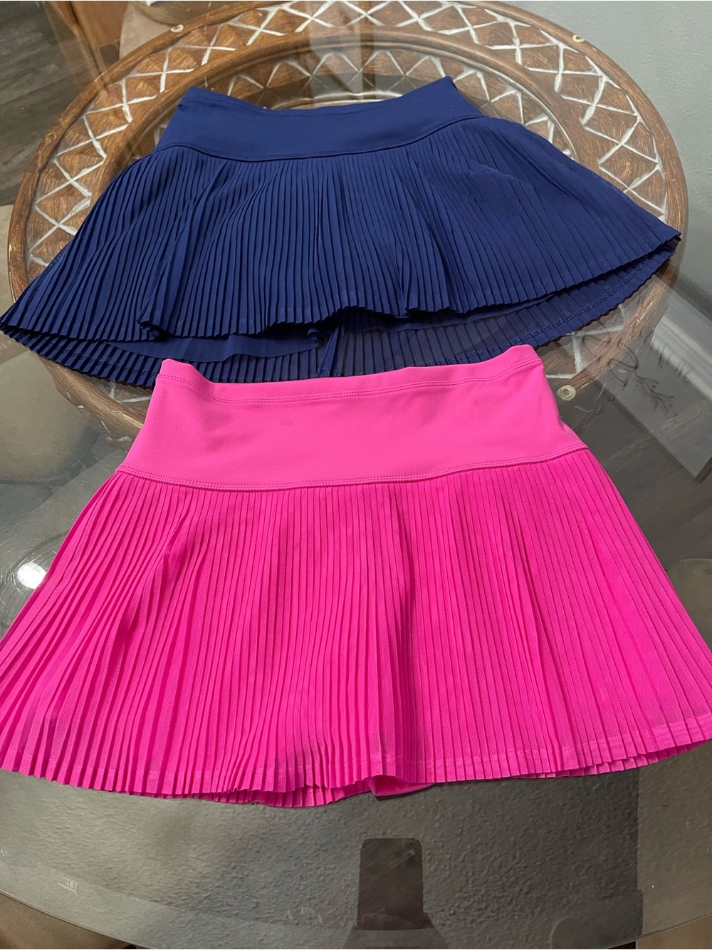2 IKBUL Pleated Mesh Skorts UPF 50+ Tennis Golf Pickleball XS Pink/Navy Blue